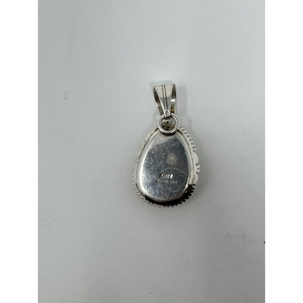 Vtg Navajo Sterling Silver Royston Turquoise Stamped 925 Pendant Signed E Kee - Picture 3 of 3